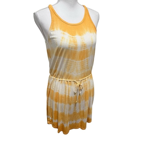 Chaser Tie Dyed Strappy Back Shirttail Mini Dress Goldfish Beach Summer Medium - Picture 11 of 13